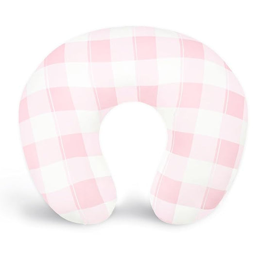DILIMI Nursing Pillow Cover, Stretchy Removable Case for Breastfeeding Pillows, Ultra Soft Comfortable Slipcover for Baby Girl and Boy, Pink Checkered
