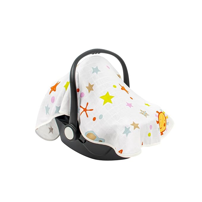 Multipurpose Muslin Cover 100% Cotton - Breathable Baby Essential, Breastfeeding, Nursing, Car Seat, Stroller Cover, Tummy Time Mat & Burp Cloth All in One (Space Pattern) (Pack of 1)