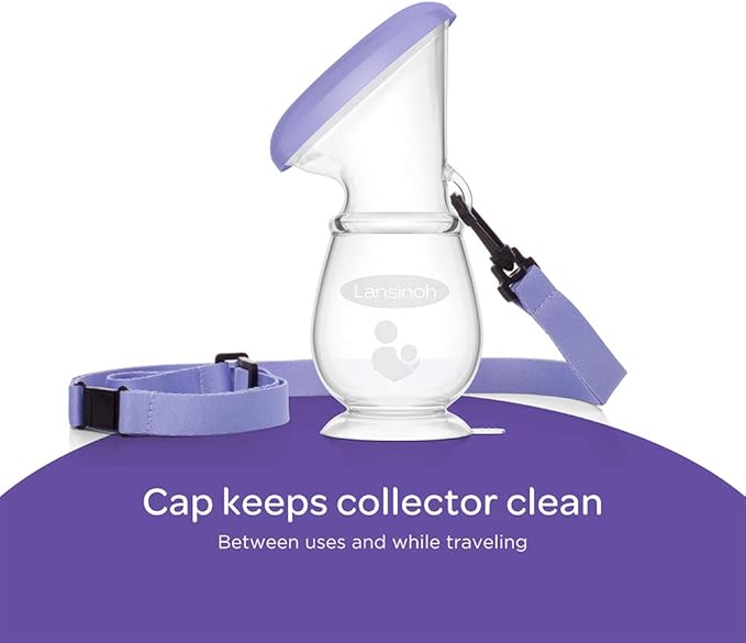 Lansinoh Breastmilk Collector Breastpump for Excess Breast Milk from Breastfeeding Mums BPA BPS Free 100% Silicone with Lid & Neck Strap, Transparent
