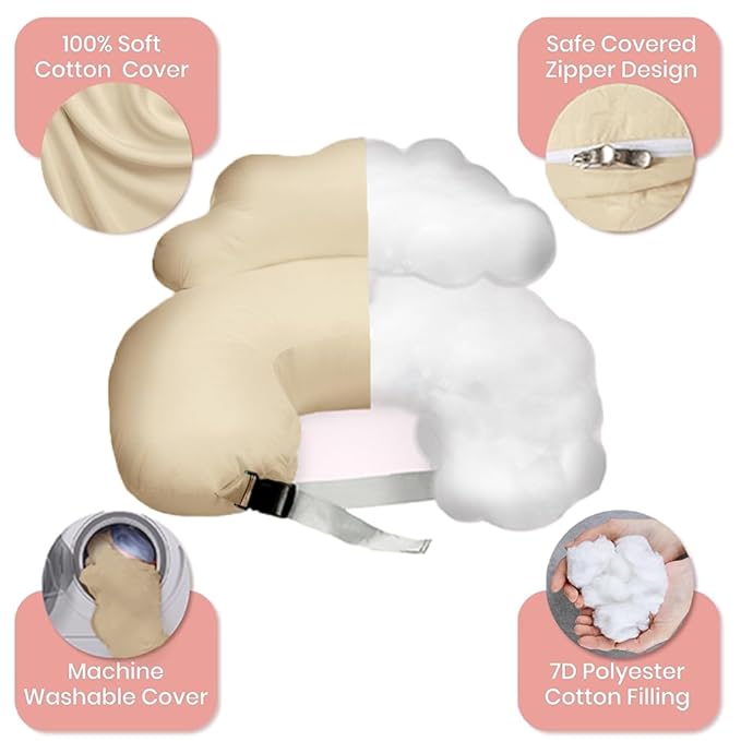 PILLANI Nursing Pillow, Breastfeeding Pillows for Enhanced Safety & Comfort for Mom & Baby, Removable Cotton Cover, Adjustable Waist Strap, Breastfeeding Essentials, Baby Registry Search