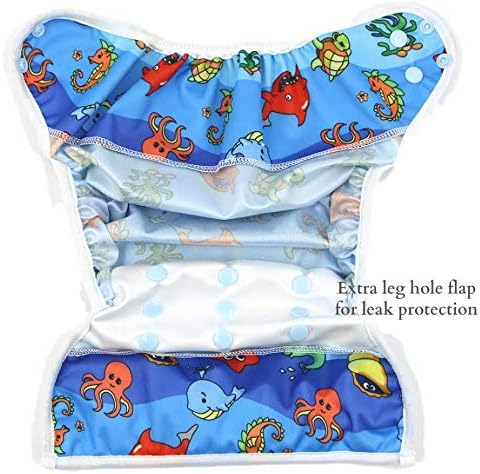 Kawaii Baby 6 Happy Leak-Free Cloth Diaper Covers, Double-Layer adjustable to fit babies 8-36 pounds, Animal Club