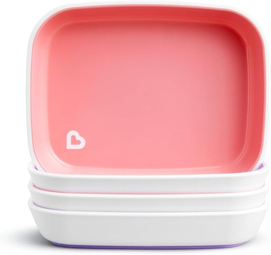 Munchkin® Splash™ 4 Piece Toddler Plates, Pink/Purple