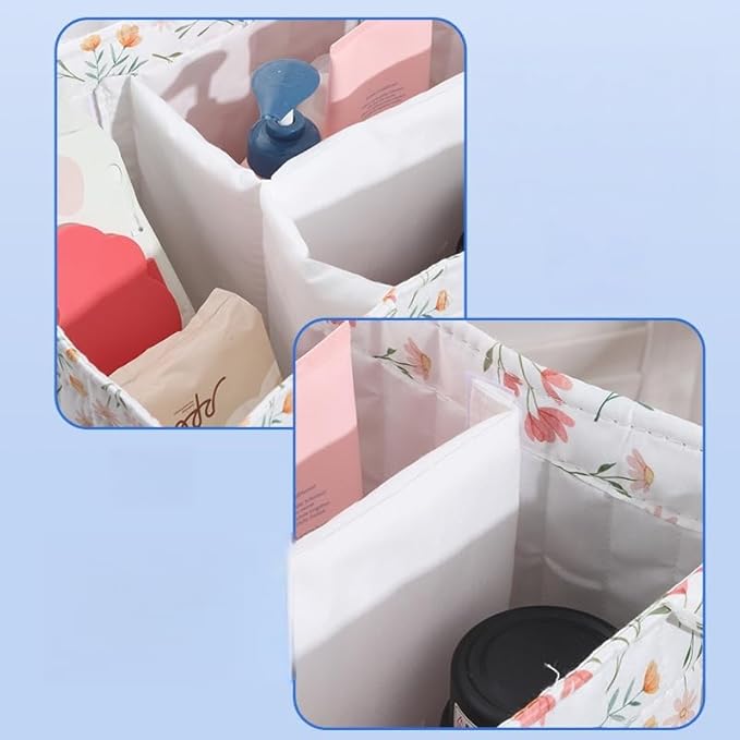 Diaper Caddy Organizer,Cute Floral Nursery Storage Basket,Soft Portable Changing Table Car Caddy Organizer Gift (Floral C)