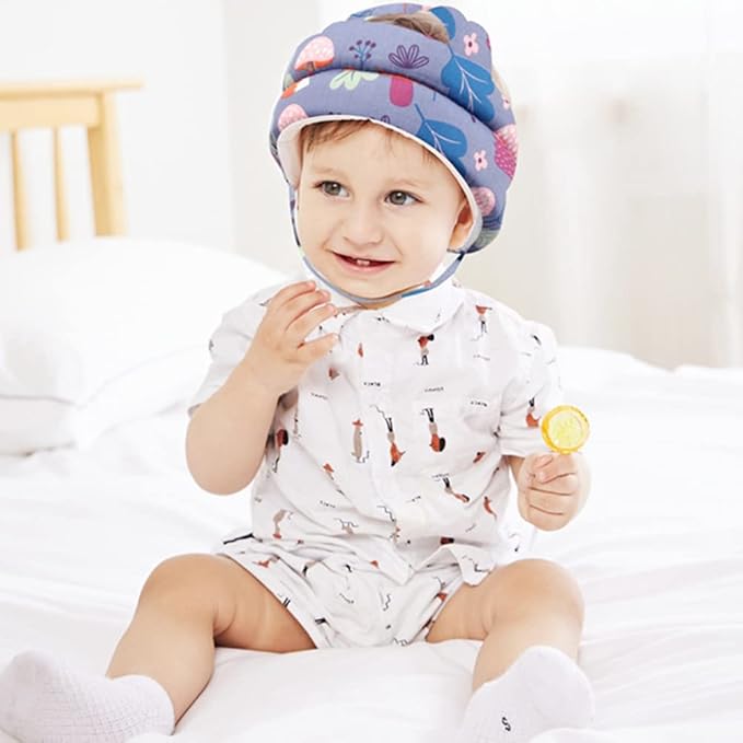 Surakey Toddler Walking Helmet, Baby Infant Anti-Bumping Bumper Protect Hat Safety Helmet Adjustable Breathable, Kids Anti-Fall Cushion Cap for Walking Running Playing Crawling (White)