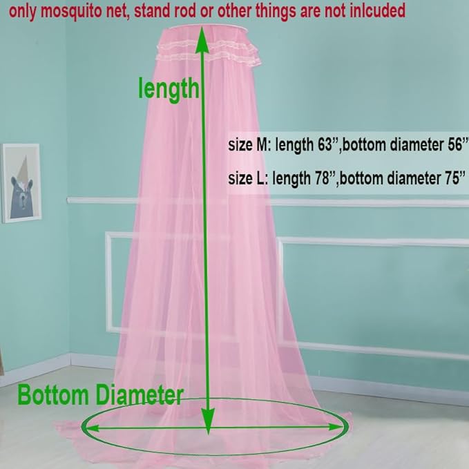 Crib Mosquito Net Crib Dome Bed Canopy Foldable Cot Net Tent Universal Palace Style Dome Bed Curtain (Stand Rod NOT Included)