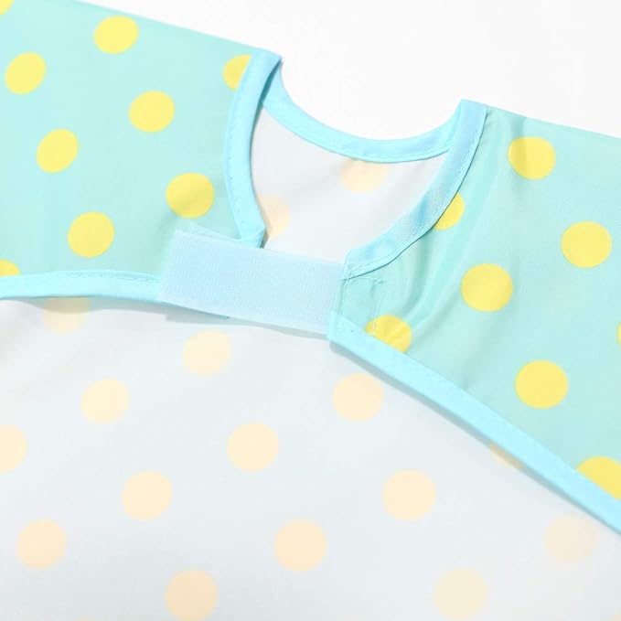 Plie Short Sleeve Waterproof Bib for Toddlers – Easy Clean Feeding Apron for Mealtime, Daycare, Self-Feeding, Lightweight