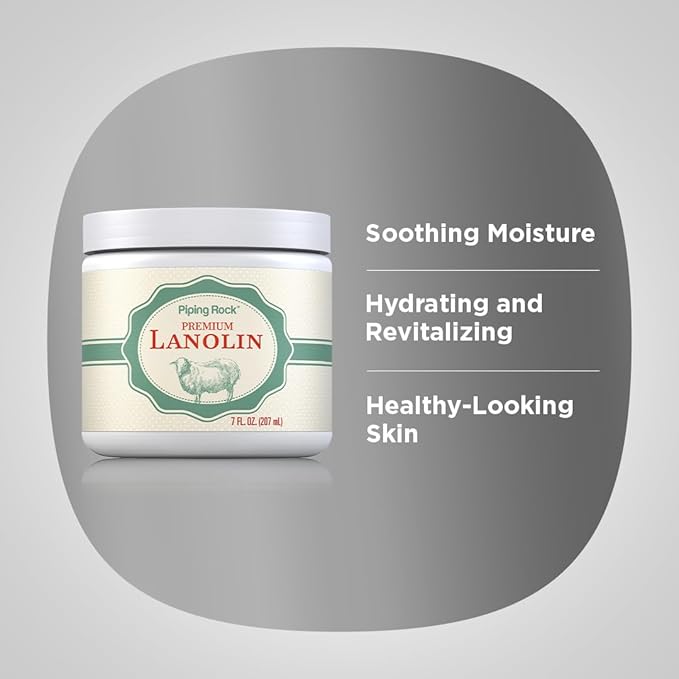 Piping Rock Lanolin Nipple Cream | 7 fl oz | Moisturizing & Soothing Balm for Skin, Face, and Body | Non-GMO, Free of Parabens, SLS & Fragrances