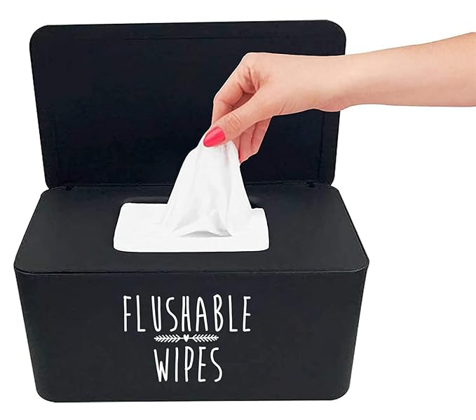 Moorfowl Baby Wipes Dispenser for Bathroom, Upgrade Size(8.2L x 4.9W x 3.9H inches), Flushable Toilet Wipes Holder Container for Restroom