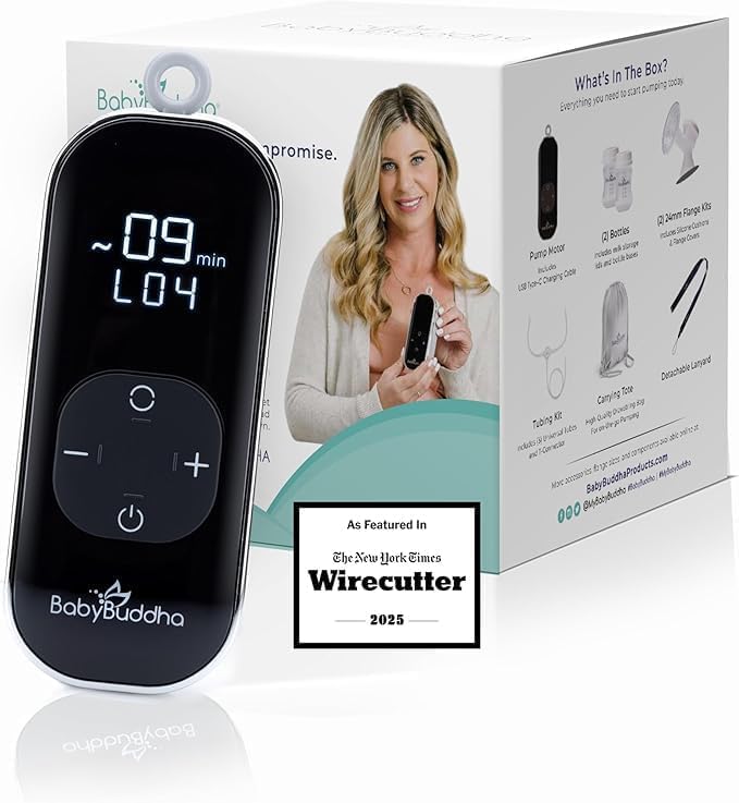 BabyBuddha Breast Pump 2.0, Portable Primary Breast Pump, Wearable Hands-Free Electric Breastfeeding Pump with Soft Stimulation Mode, Hospital Grade, 3 Modes, 21 Suction Levels, 22–24mm Flange