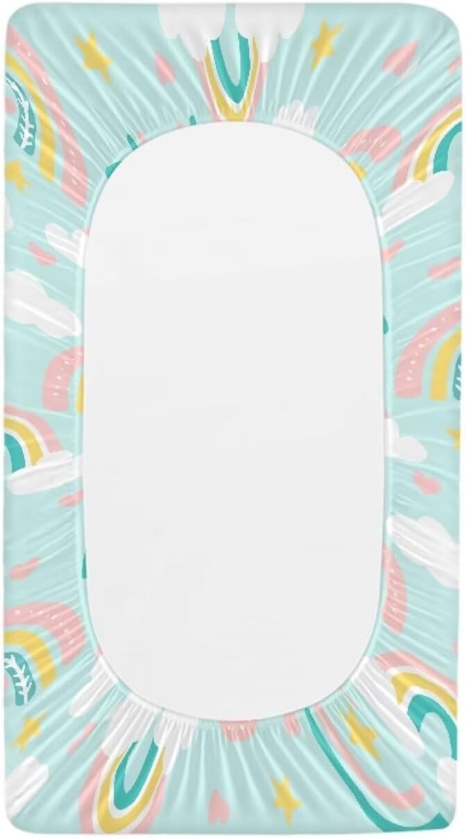 Changing Pad Covers for Boys Girls, Rainbow Diaper Changing Table Pad Cover Soft Breathable Changing Mat Cover for 32''x16" Cute Birthday Gifts for Baby