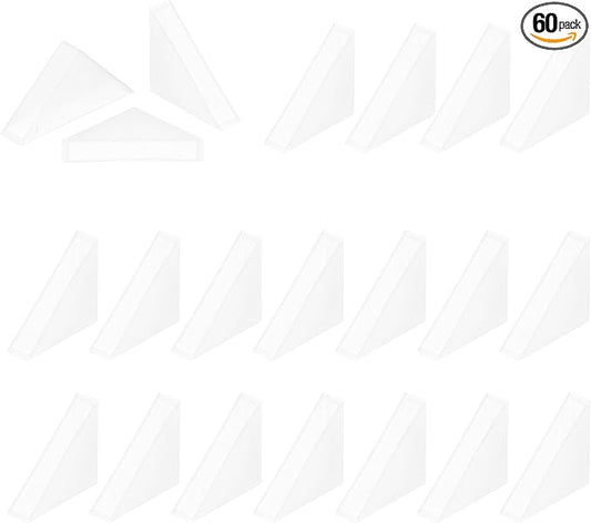 uxcell 60Pcs Triangle Glass Corner Protector, 0.31 x 1.38 Inch Plastic Glass Table Corner Protector Transport Corner Guard for Glass, Ceramics, Wood, and Steel(Right Angle, Clear)