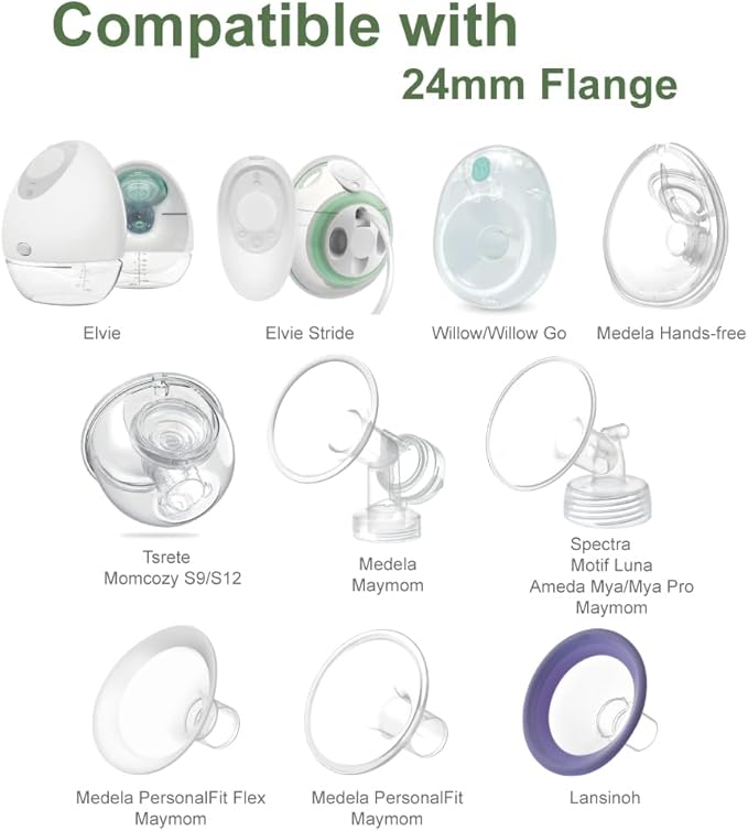Maymom 17&19mm Flange Insert Compatible with Elvie Single/Double Electric, Elvie Stride 24mm Wearable Cup, Not Original Elvie Stride Replacement Pump Parts