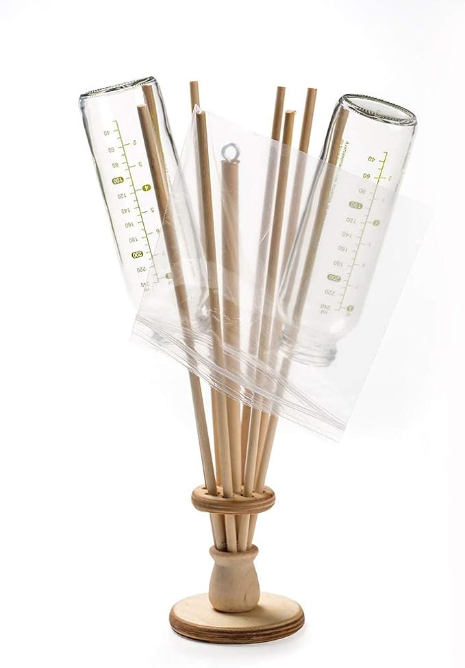 Lehman's Economical and Eco-Friendly Wooden 8-Arm Bag Holder and Bottle Dryer