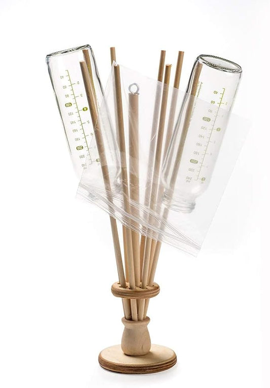 Lehman's Economical and Eco-Friendly Wooden 8-Arm Bag Holder and Bottle Dryer