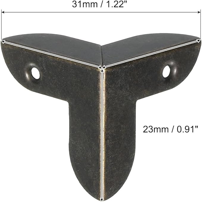 uxcell 20 Pcs Decorative Box Corner Cover, 23mm Metal Edge Guard, Furniture Corner Edges Protector with Screws, Bronze