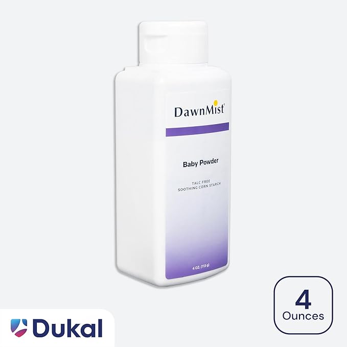 Dukal DawnMist Baby Powder – Cornstarch Formula, 4 oz. – Pack of 2 – Gentle, Softening Powder for Babies, Adults, and Daily Use