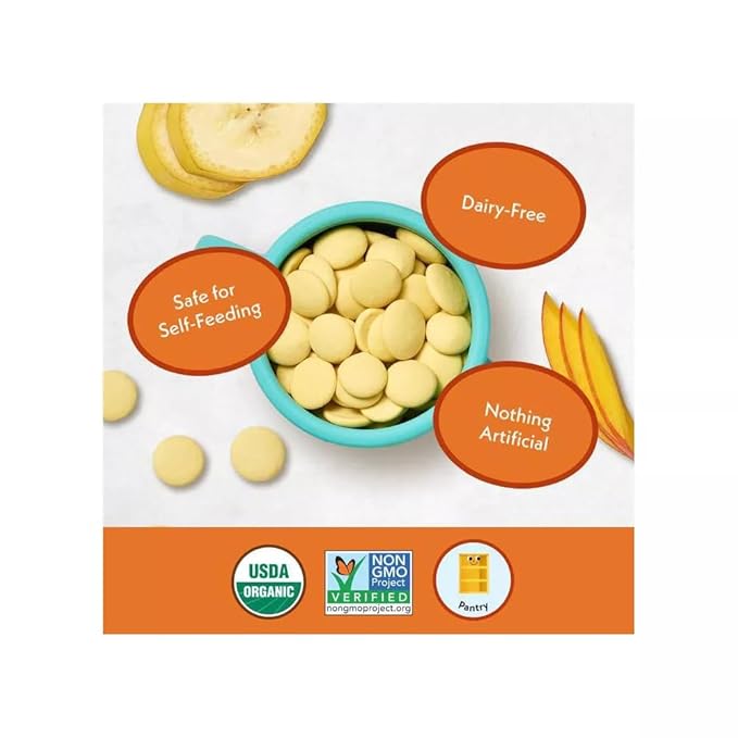 Once Upon A Farm Organic Coconut Melts Variety Pack with Probiotics, Strawberry Banana, Mango Ba-nilla, Dairy Free, Non GMO, Kosher, .25 oz (Pack of 30)