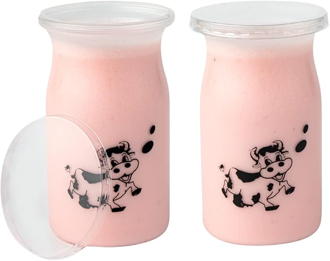Restaurantware 5 Ounce Yogurt Jars 100 Disposable Pudding Containers - Cow Print Pop-Off Lids Included Clear Plastic Chia Pudding Jars For Snacks Spices And Desserts