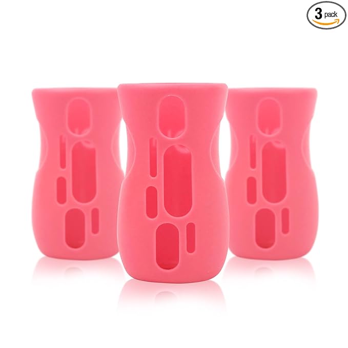 Olababy Silicone Sleeve for Avent Natural Glass Bottles (Pack of 3) (8 oz, Pink)