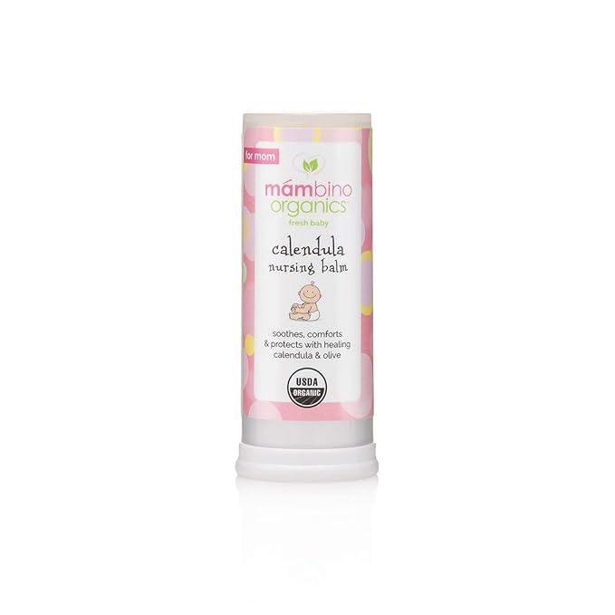 Mambino Organics Calendula Nursing Balm, Breastfeeding Essentials for Sore Nipples, Olive Oil Infused, Postpartum Essentials & Pregnancy Must Haves, Thoughtful Gifts for New Moms, 0.63 oz