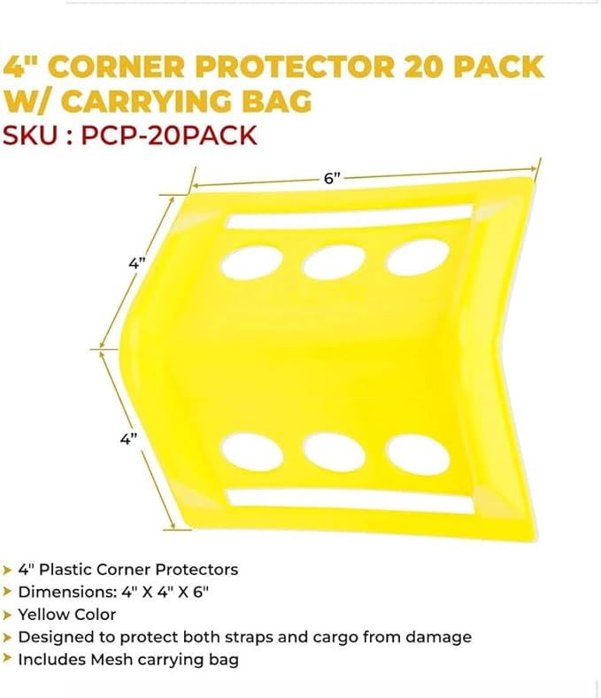 Mytee Products 120 Pack 4" Edge Protectors for Flatbed Trucks with Carrying Case - Ratchet Strap Corner Protectors Fits 2" 3" & 4" Winch Strap - Cargo Load Corner Guards for Tie-Down Accessories