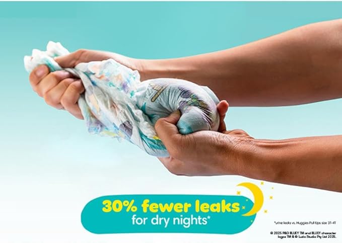Pampers Easy Ups Pull On Bluey Training Pants Boys and Girls, 4T-5T, One Month Supply (104 Count) with Sensitive Water Based Baby Wipes 4X Pop-Top Packs (336 Count)