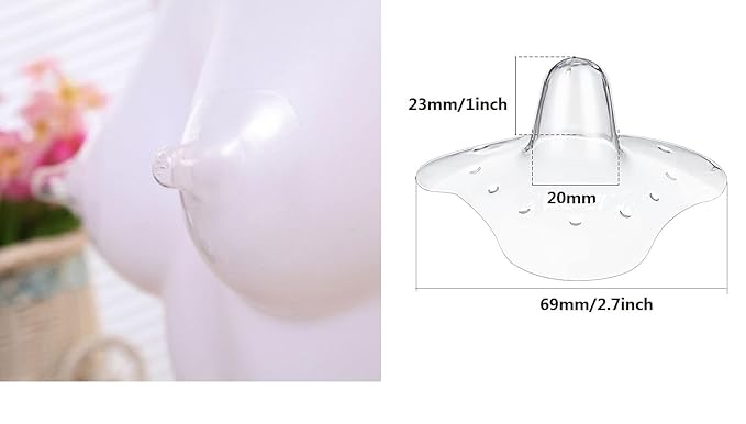 Nipple Shields for Nursing Newborn for Women Breastfeeding Baby Premium Contact Nippleshield for with Latch Difficulties or Flat or Inverted Nipples Clear (20mm/0.78inch, 2 Count)