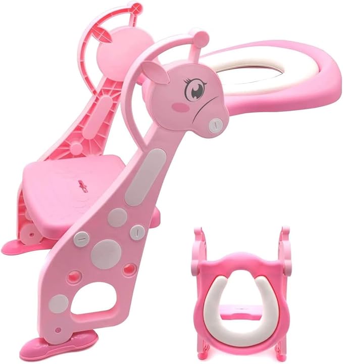 Giffgaff Potty Training Toilet Ladder Seat With Upgraded Cushion Step Stool Ladder Toilet Trainer for Baby Toddler Kids Children In Pink