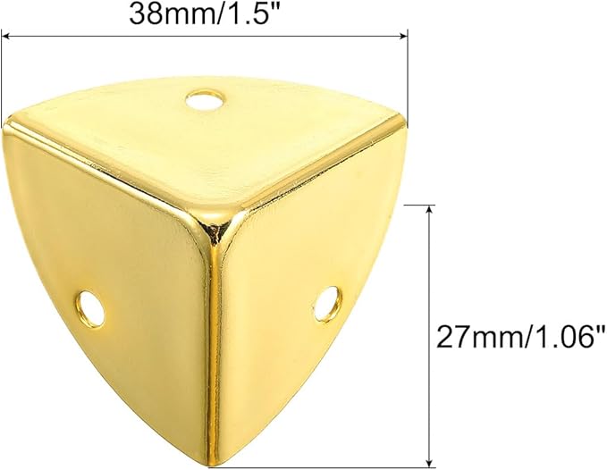uxcell 8 Pcs Decorative Box Corner Cover, 28mm Metal Edge Guard, Furniture Corner Edges Protector with Screws, Gold