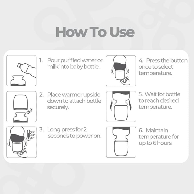 Primo Passi Portable Bottle Warmer on the Go, Travel Breastmilk & Water Bottle Warmer, Small, Lightweight & Fast - White | Adapters Included for Major Baby Bottle Brands