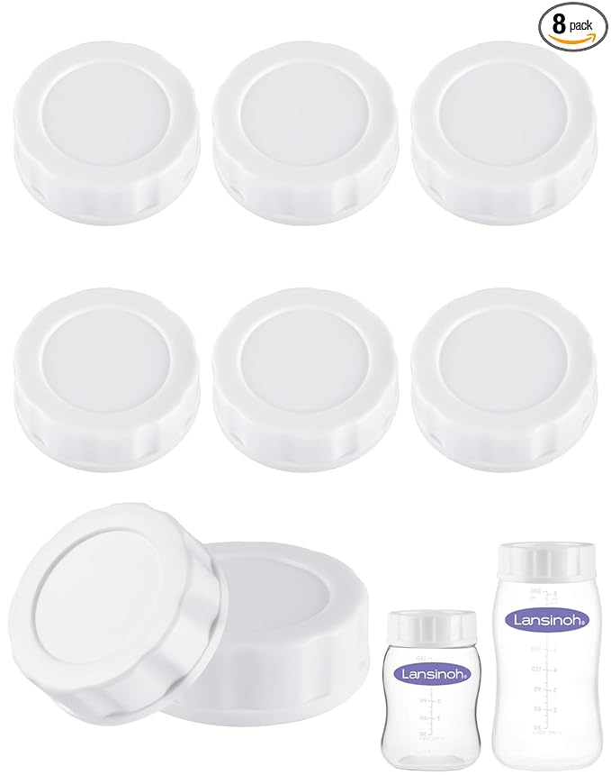 Baby Bottle Caps Compatible with Lansinoh Bottles, Travel and Storage Bottle Lids Replacement, 8 Count