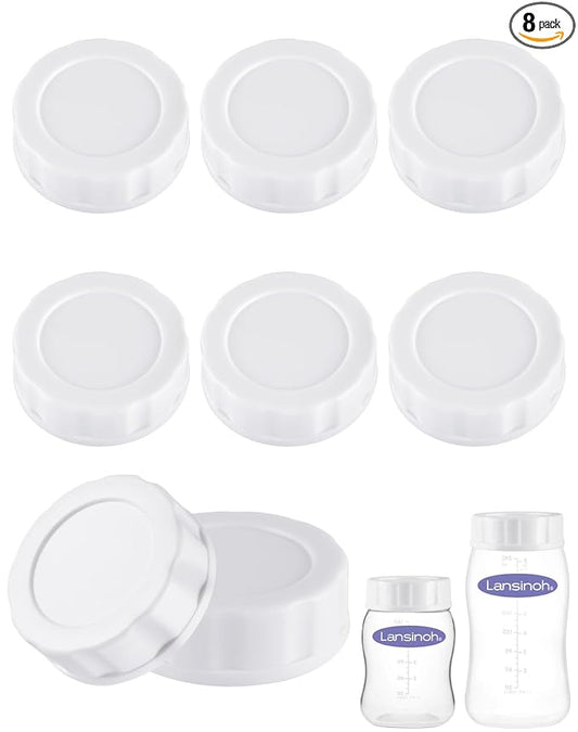 Baby Bottle Caps Compatible with Lansinoh Bottles, Travel and Storage Bottle Lids Replacement, 8 Count