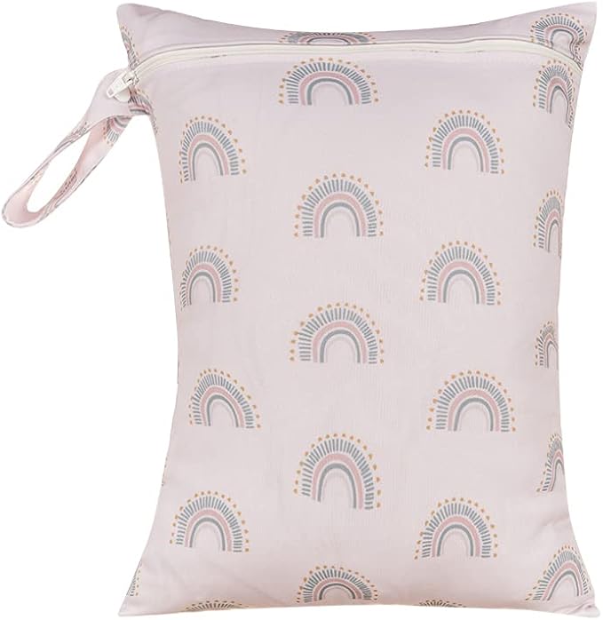 MOMIGO 3 pcs/set Wet Dry Bags for Baby Cloth Diapers - Reusable Washable for Stroller, Diapers, Travel Bags, Gym Bag 11 * 14 inch (Rainbow)