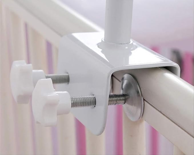 Crib Canopy Holder Universal Metal Adjustable Clip-On Stand Bracket for Crib Cot Bed Mosquito Net(White, Stand only)