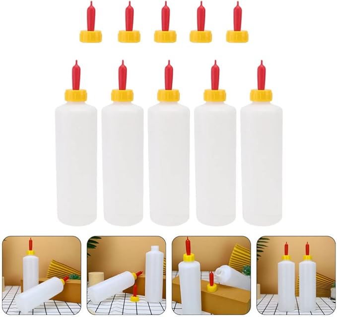 Cabilock 5 Sets Goat Bottles for Feeding Goats Plastic Lamb Feeding Milk Bottle Sturdy Animal Lamb Bottles for Lambs and Goat Kids