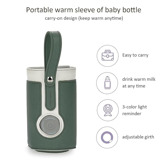 RiToEasysports Portable Bottle Warmer Bag, USB Heating Cover with 3 Temp Settings, Small Milk Warmer for Home, Office, and Travel