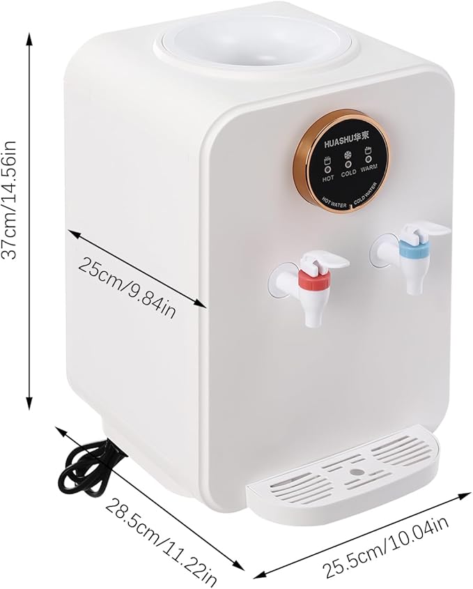 Top Loading Desktop Water Cooler Dispenser, 500W 110V Countertop Hot & Cold Water Coolers Drinking Fountain Portable Water Warmer for Home Bedroom Studio Office Grocery Store