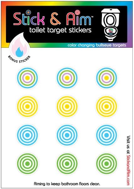 Color Change Bullseye Toilet Target Stickers with Applicator Tool for Potty Training & Toilet Training. Color Changing When Wee Hits the Target, Then Returns to Normal When Toilet is Flushed.