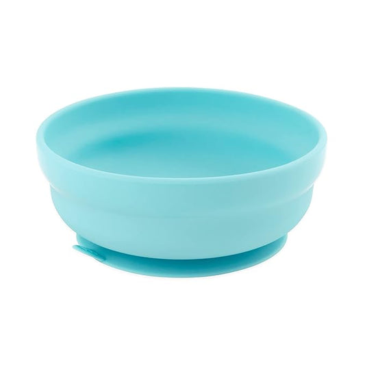 Bumkins Baby Bowl, Silicone Suction, for Babies, Toddlers and Kids, Baby Led Weaning, Feeding Essentials, Platinum Silicone, Non Skid Sticky Bottom, Supplies for Children Ages 6 Months Up, Blue