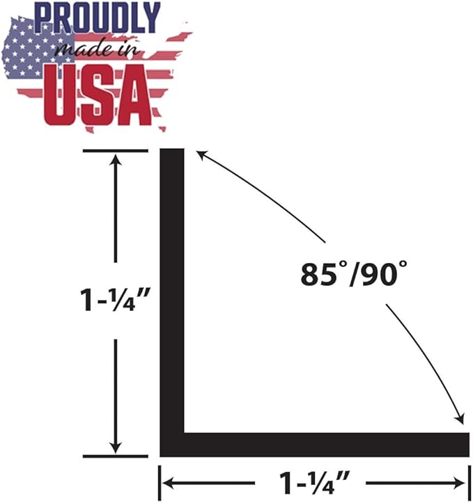 Outwater Plastics 1937-Wh White 1-1/4 Inch X 1-1/4 X 7/64 (.109) Inch Thick Angle Plastic Even Leg Angle Moulding 36 Inch Lengths (Pack of 4)