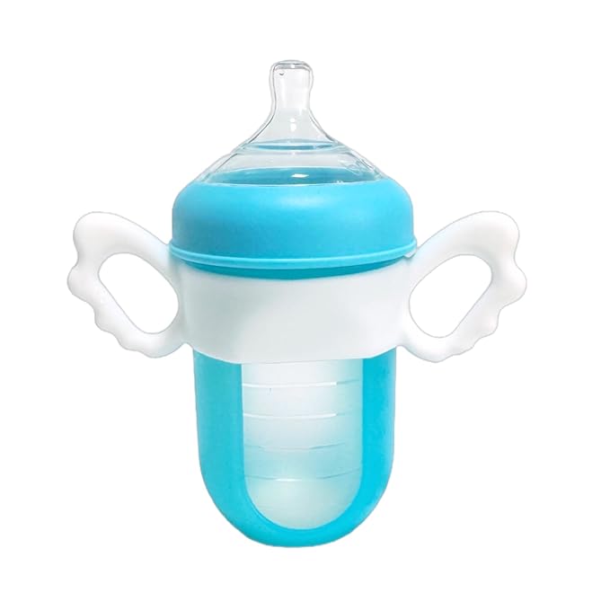 4 Pack Bottle Handles Compatible with Boon Nursh Reusable Silicone Pouch Bottles, Cute Wing Design, Silicone Bottle Holder for Easy Grip, Quick Install, Easy to Clean