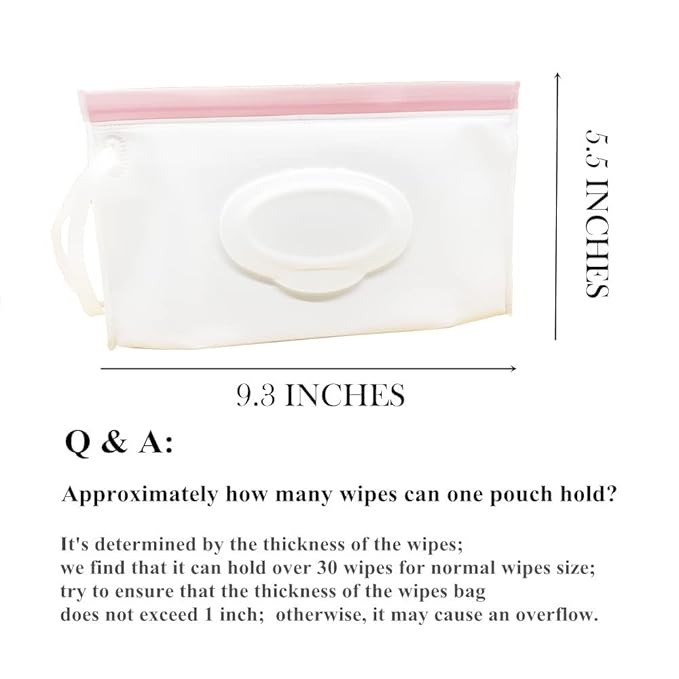 Portable Refillable Wet Wipe Pouch, Reusable Travel Wipes Holder & Case, Lightweight Flushable Diaper Wipes Container for Baby (4 Pack, Milk White)