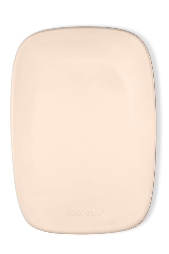 Nattou Softy Changing Pad - Wipeable Baby Changing Mat- Durable, Water-Resistant, Cocoon Shape with Honeycomb Bottom Grips BPA-Free, Assimilates Room Temperature - Beige