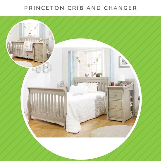 Full-Size Conversion Kit Bed Rails for Sorelle Crib & Changer Combos - Solid Wood - Toddler & Adult Bed Rail for Full-Size - Baby Furniture (Heritage Fog, Princeton Elite Crib & Changer - Model #1105)
