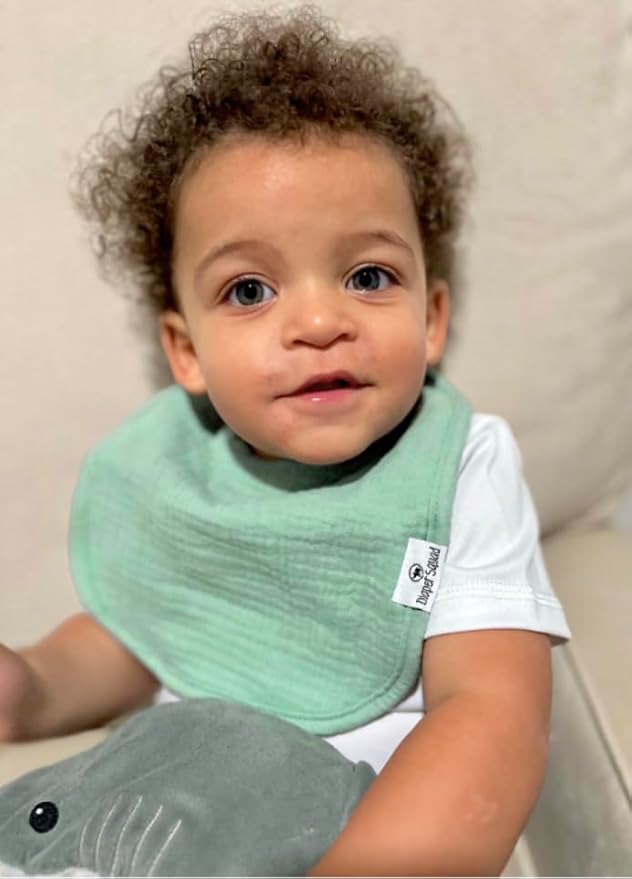 DiaperSquad's 100% Organic Cotton Baby Drool Bibs, Super Absorbent & Adjustable Baby Bibs for Drooling and Teething
