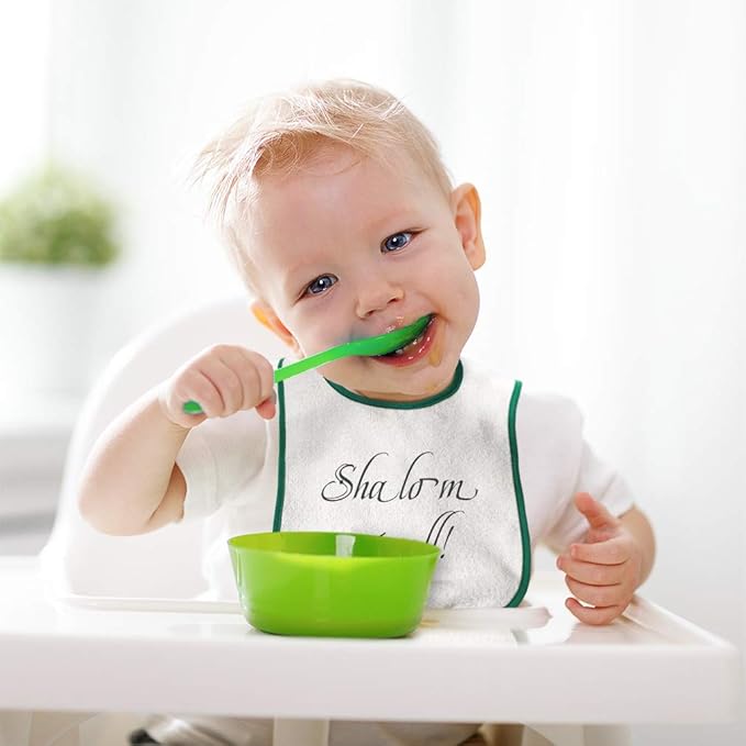 Toddler & Baby Bibs Burp Cloths Judaism Shalom Style B Jewish Cotton Baby Items for Baby Girl & Boy White Design Only