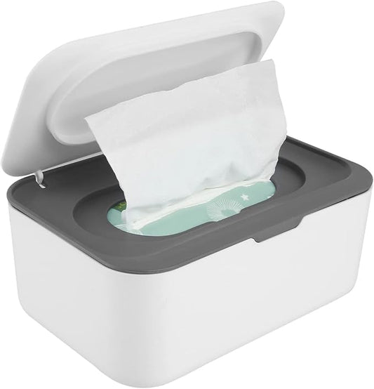 Wipes Dispenser, Dustproof Wet Tissue Box Baby Wipe Holder Large Capacity Wipes/Tissue Case with Moistur e Seal Secure Lid Keeps Wipes Fresh for Home, Office(Grey)