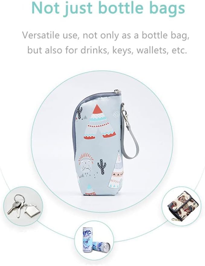 Kisangel Infant Bottle Warmer - Portable Milk Bottle Bag, Insulated, Keeps Warm, Carrying Sleeve Pouch for Newborn Toddler Baby Bottles
