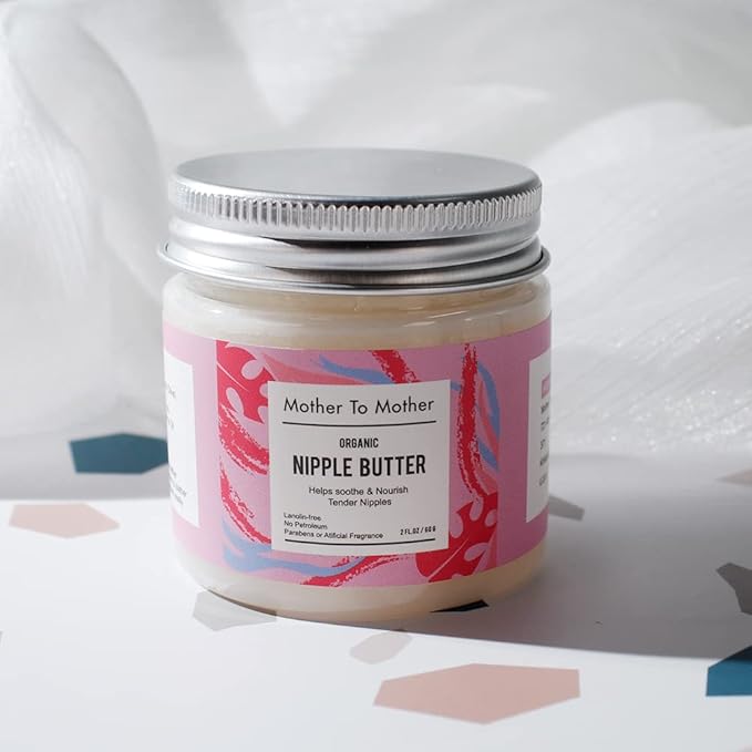 Organic Nipple Butter Breastfeeding Cream by Mother To Mother | Lanolin-Free, Safe for Nursing & Dry Skin, Non-GMO Project Verified, 2 FL oz, White, 2 Ounce