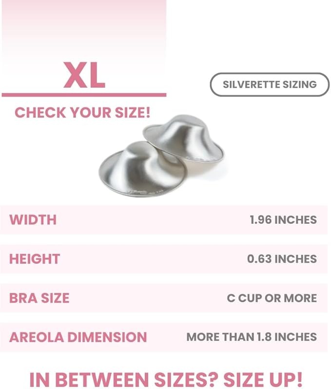 Silverette® The Original Silver Nursing Cups, Nipple Covers for Breastfeeding Essentials, Pure 925 Silver Nipple Shields
